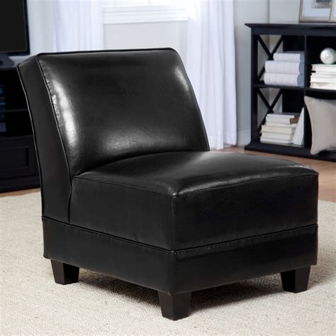 Place wrought iron candle stands on the sides of the black leather sofa. Canyon Leather Slipper Chair $249.98, black or brown ...