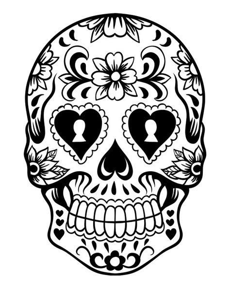 The skull stencil would make an excellent spooky addition to your halloween decoration. Printable Day of the Dead Sugar Skull Coloring Page #4 ...