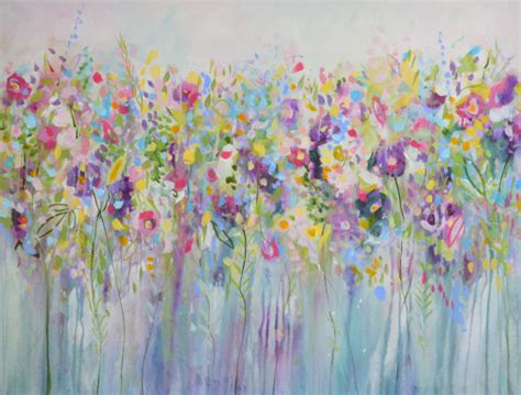 Large Original Floral Flower Meadow Acrylic Painting On