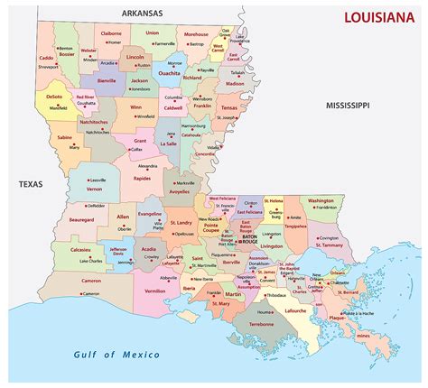Louisiana Map Of Parishes And Cities World Map