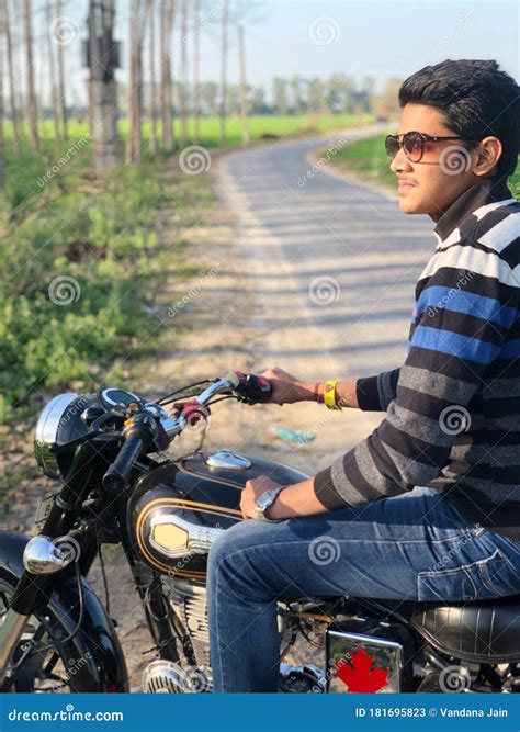 Happy Teenage Boy Pose With Bikecute Teenager Boyhandsome Man Close