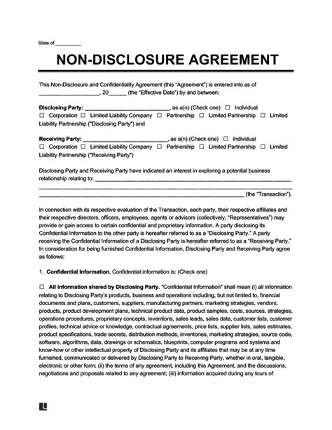Mutual Non Disclosure Agreement Nda Legal Templates