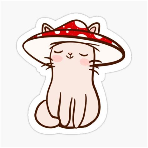 Mushroom Kitty Sticker By Kristin Cardwell Fairy Stickers Cat