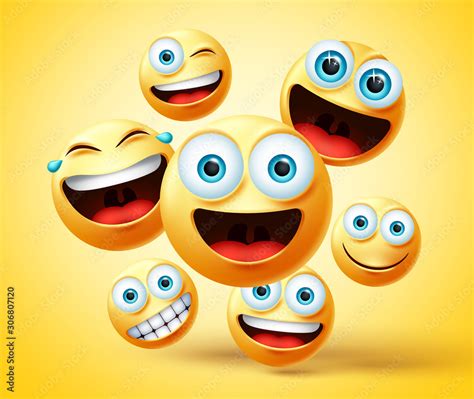 Smiley Emoticon And Emoji Group Vector Design Smileys Emoticons Cute