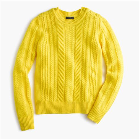 Jcrew Petite Perfect Cable Sweater In Yellow Lyst