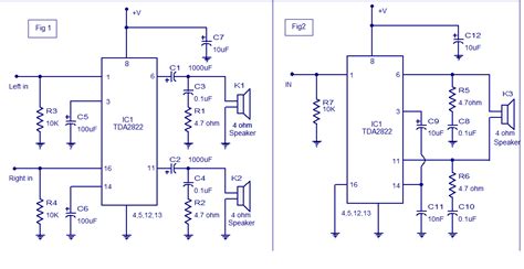 Stereo Audio Amplifier Using Tda 2822 Amplifier Circuit Schematic Projects