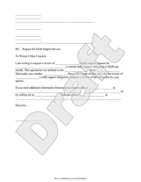 Child Support Request Letter Sample
