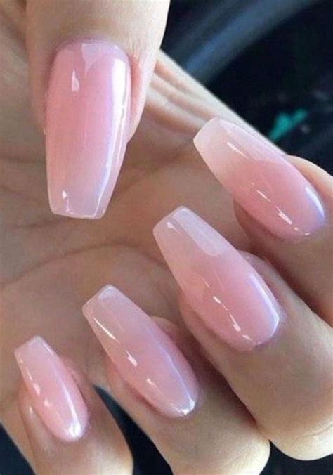 Clear Pink Gel Nails Coffin Nail Tips Coffin Clear Long Full Cover