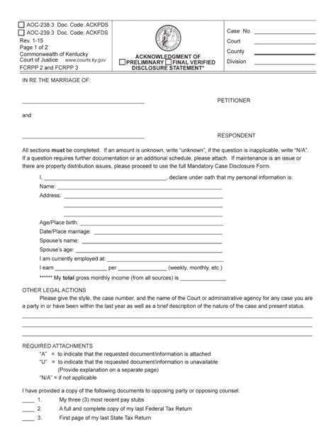 Kentucky Aoc Statement Form Fill Online Printable Fillable Blank