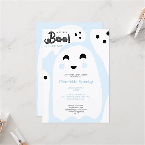 Cute Blue Ghosts Halloween Boo Baby Shower Invitation Zazzle
