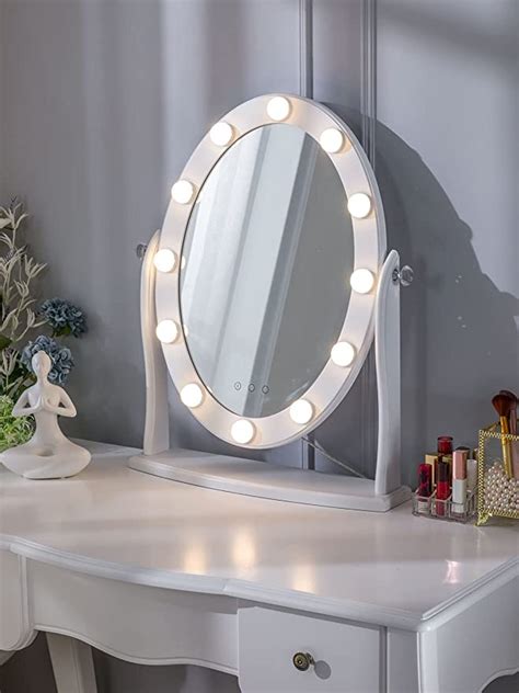 Luxfurni Hollywood Lighted Vanity Makeup Mirror W 12 Led Lights Touch
