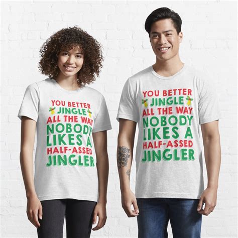 Half Assed Jingler T Shirt For Sale By Kjanedesigns Redbubble Ugly Christmas T Shirts