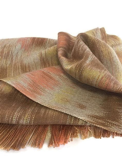 Hand Dyed Handwoven Tencel Fringed Scarf Table Runner In Shades Of