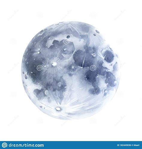 Watercolor Moon Phases Full And Waning Moon Royalty Free Stock Photo