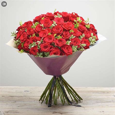Dazzling 50 Red Rose Bouquet Buy Online Or Call 02086 884 922