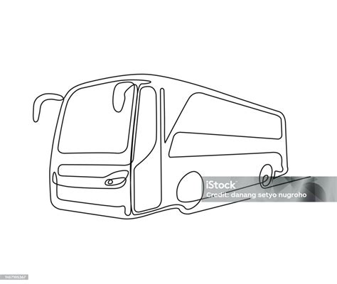 Continuous One Line Drawing Of Tourist Bus Simple Travel Bus Line Art Vector Illustration Stock