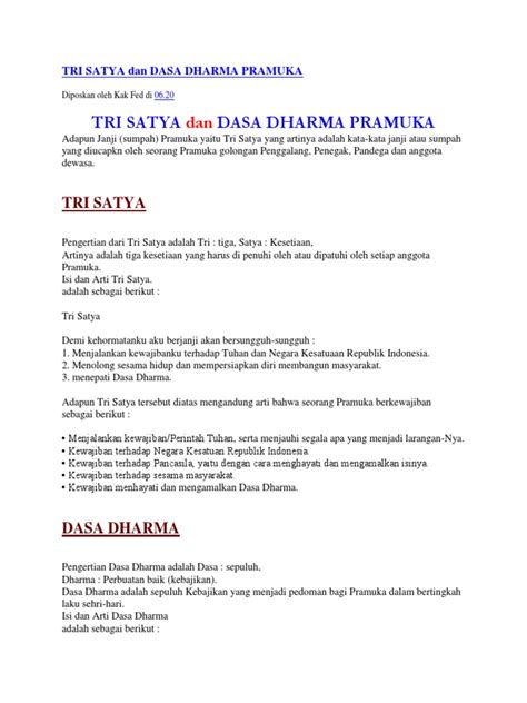 Panduan Lengkap Tentang Tri Satya Dan Dasa Dharma Pramuka Pdf