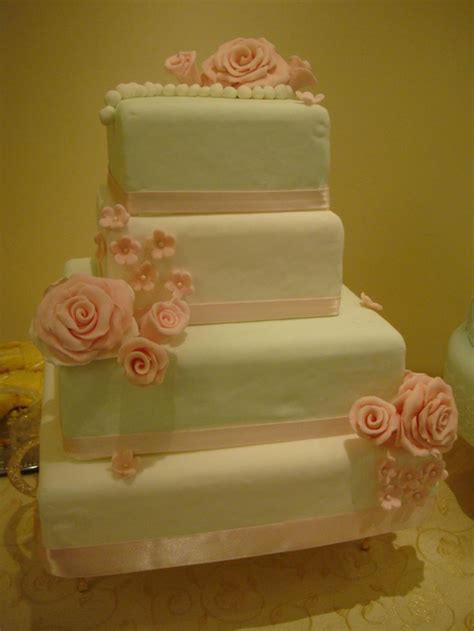 Vintage Rose Wedding Cake — Square Wedding Cakes Vintage Rose Wedding