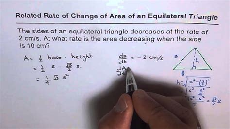 This mean we are given two angles of a triangle and one side, which is not the side adjacent to the two given angles. Related rate of Change of Area of Equilateral Triangle ...