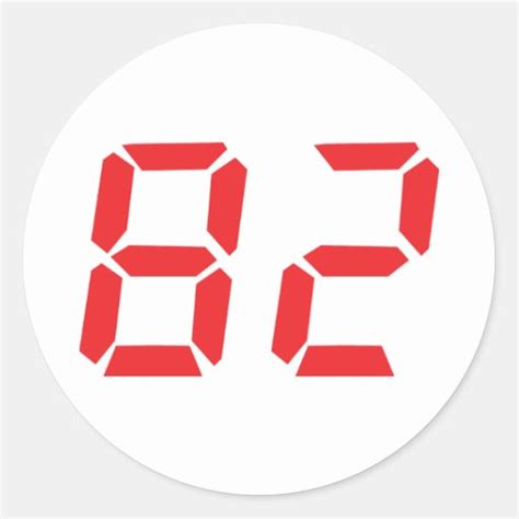 82 Eighty Two Red Alarm Clock Digital Number Sticker Zazzle