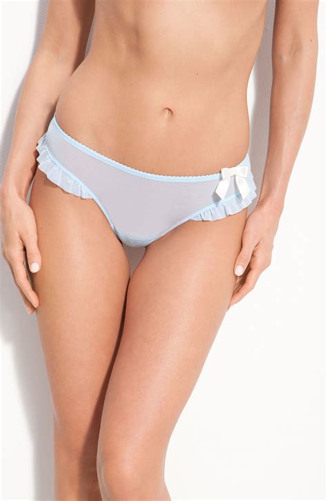 Betsey Johnson Ruffle Mesh Thong In Blue Clear Blue Sky Lyst