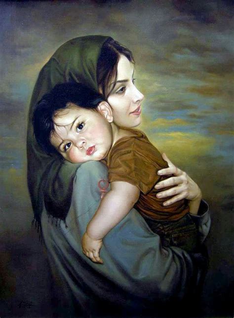 Mother And Child Painting Original Art Portrait Of A Baby Mother And