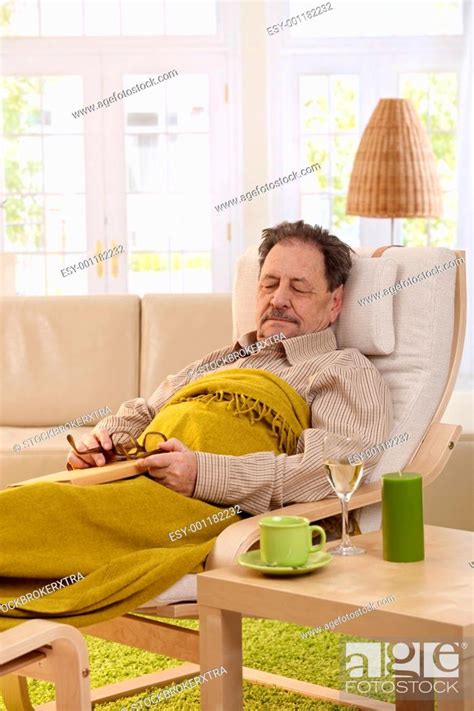 Senior Man Sleeping In Armchair Stock Photo Picture And Low Budget