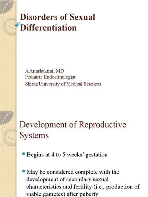 Disorders Of Sexual Differentiation A Amirhakimi Md Pediatric Endocrinologist Shiraz