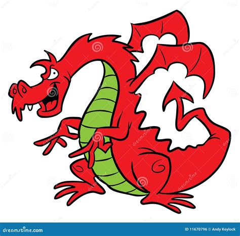 Red Dragon Cartoon Illustration Stock Vector Illustration Of Drawings