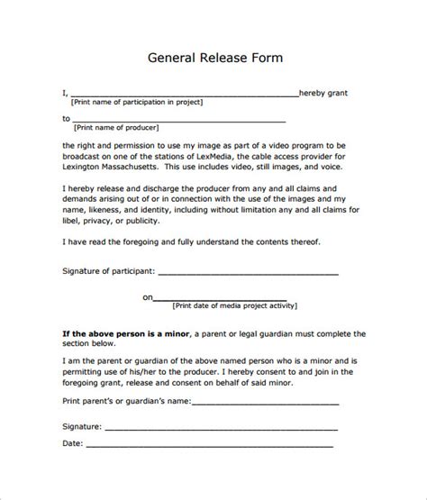 Free 10 Sample General Release Forms In Pdf Ms Word