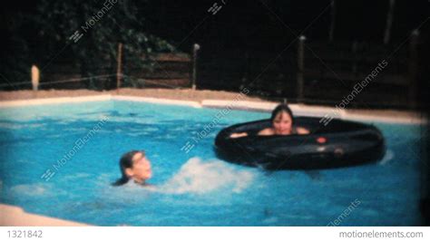 Two Teenage Girls Enjoy The Swimming Pool 1969 Vintage 8mm Film Stock