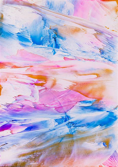 Pink And Blue Paint Splodge Abstract Painting by Tisha Art