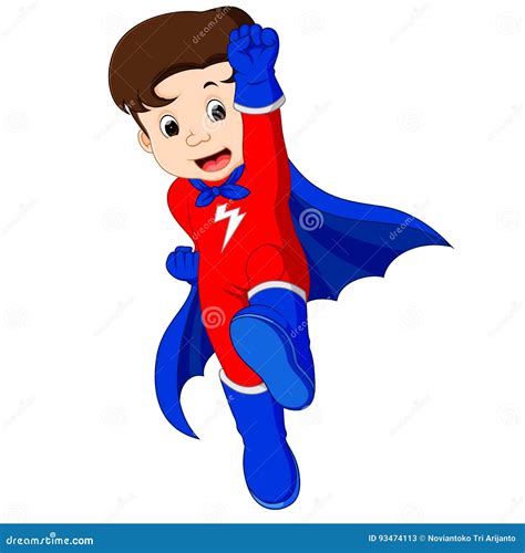 Desenhos Animados Da Criança Do Super Herói Ilustração Do Vetor Ilustração De Traje Poderoso