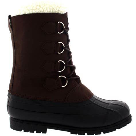 Mens Winter Wool Lined 100 Rubber Duck Sole Warm Casual Snow Boots All