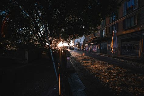 Empty Street In Old City District At Dawn · Free Stock Photo