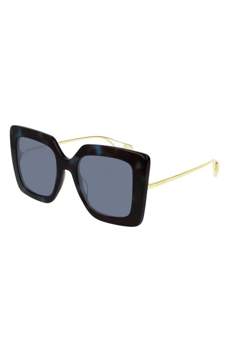 Gucci 51mm Square Sunglasses Shiny Blue Dk Hav Blue Sld In Blue Lyst