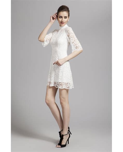 Check spelling or type a new query. Gorgeous High Neck White Lace Cocktail Dress with Long ...