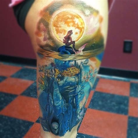Wonderful Realistic Mermaid Tattoo On Thigh Tattooimagesbiz