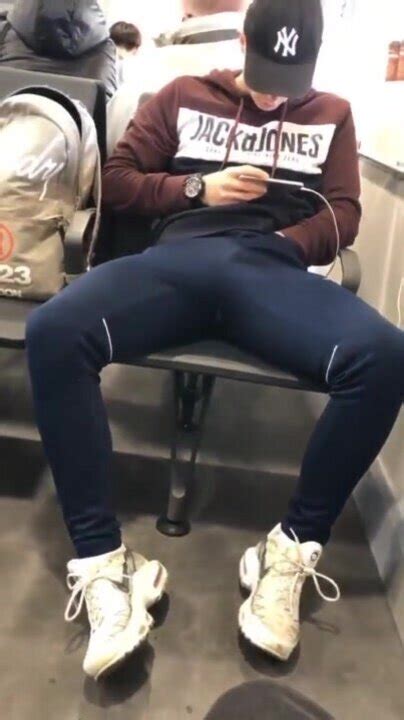 Chavvy Twink Rubs His Bulge In Train Station