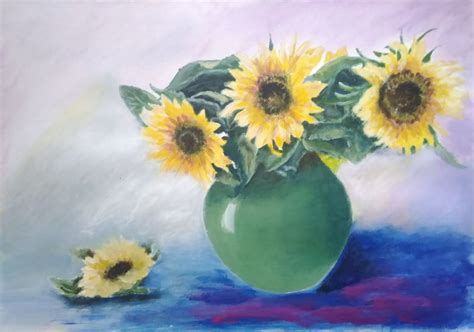 Sonnenblumen Sonnenblumen Acrylmalerei Vase Blumen Von Vinci