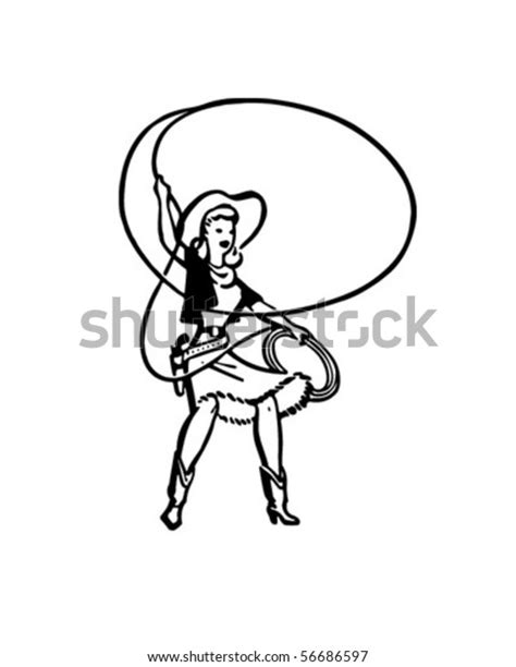Cowgirl Lasso Retro Clip Art Stock Vector Royalty Free 56686597