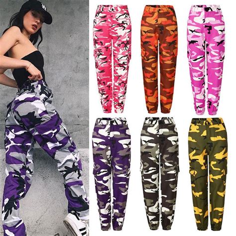 2021 Ladies Casual Fashion Camouflage Camo Long Pants Womens Trousers
