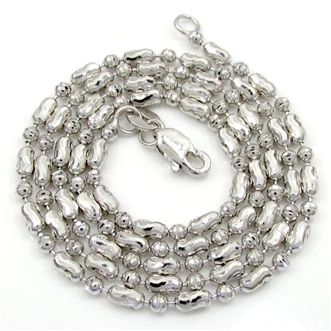 Buy 14k Gold White Gold Moon Cut Oval Bead Chain 16 20 Inch 18mm
