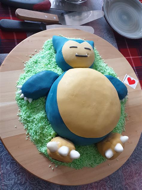 Made A Snorlax Cake For My Dads Birthday Rpokemon