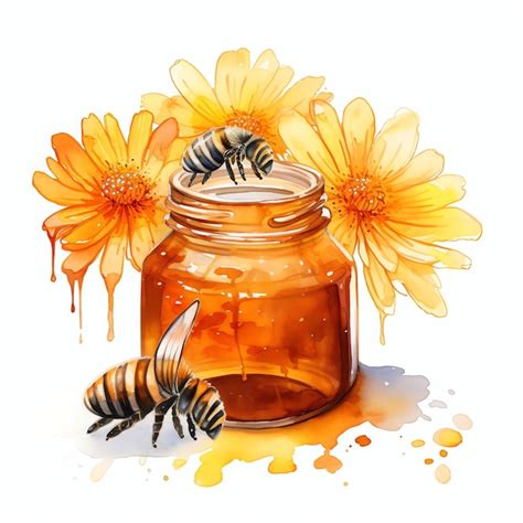 Premium Ai Image Beautiful Honey Pot Of Honey Clipart Illustration