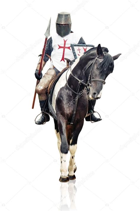 Medieval Knight With The Lance Riding The Horse — Stock Photo © Bigdan