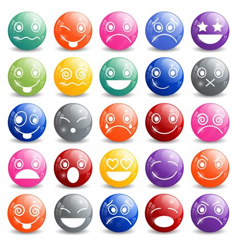 Premium Vector Smiley Icons Shiny Ball Set