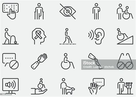 Disability Line Icon Ada Wheelchair Aphasia Accessibility Blind Broken