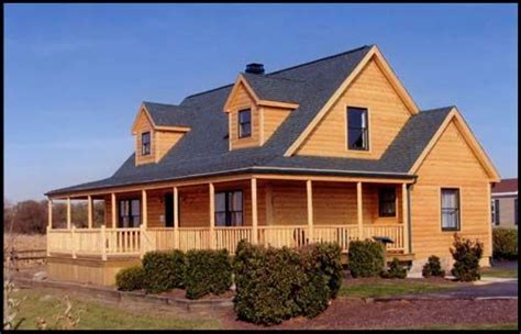 Ranch Style Modular Homes Log Siding And Wrap Around Porch From