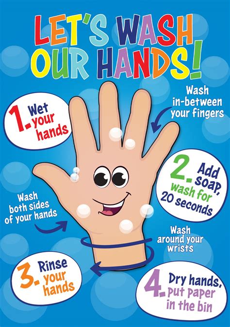 Smiley Hand Wash Poster School Merit Stickers